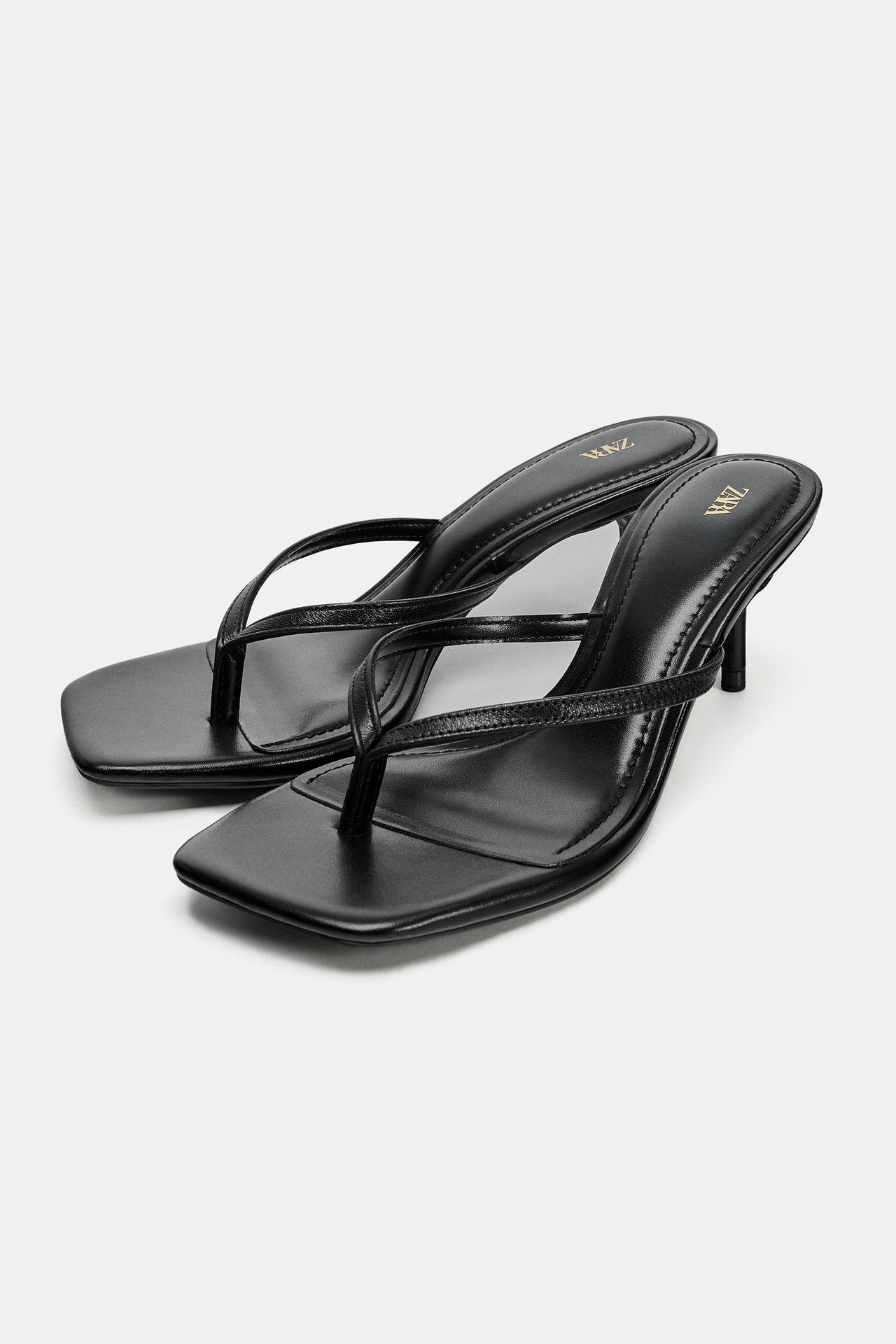 LEATHER STRAPPY HEEL SANDALS